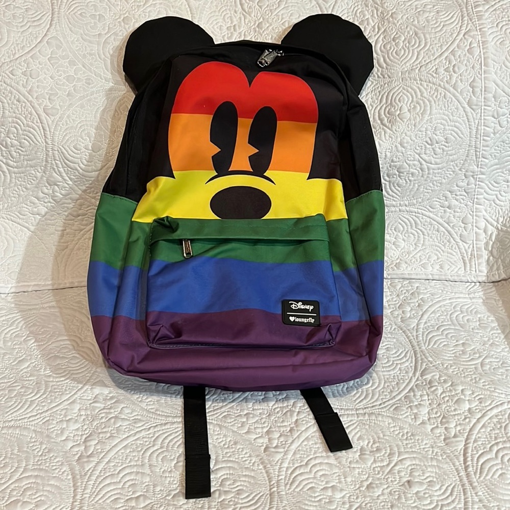 Loungefly Disney Mickey Mouse‎ Rainbow Nylon Backpack